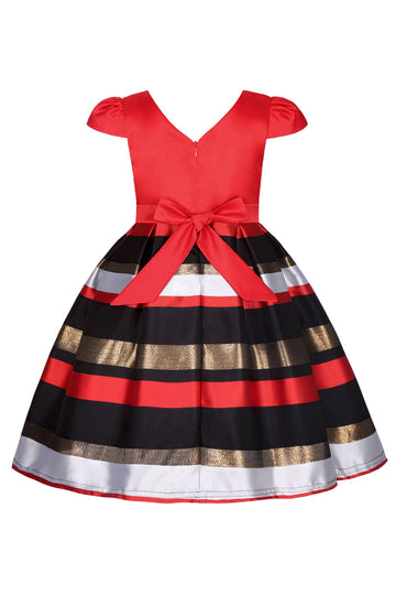 Vestido de Menina Vermelho Gola em V